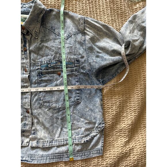 Vintage‎ Code Bleu Acid Wash Denim Shirt Jacket Women's Size L Blue Cotton - Picture 4 of 7